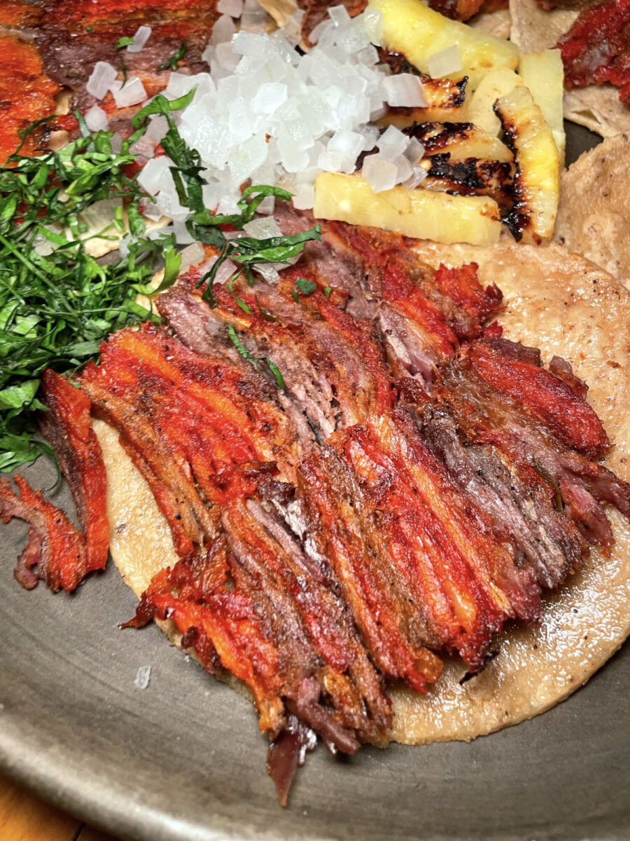 Taco trompo del restaurante Animal en la CDMX