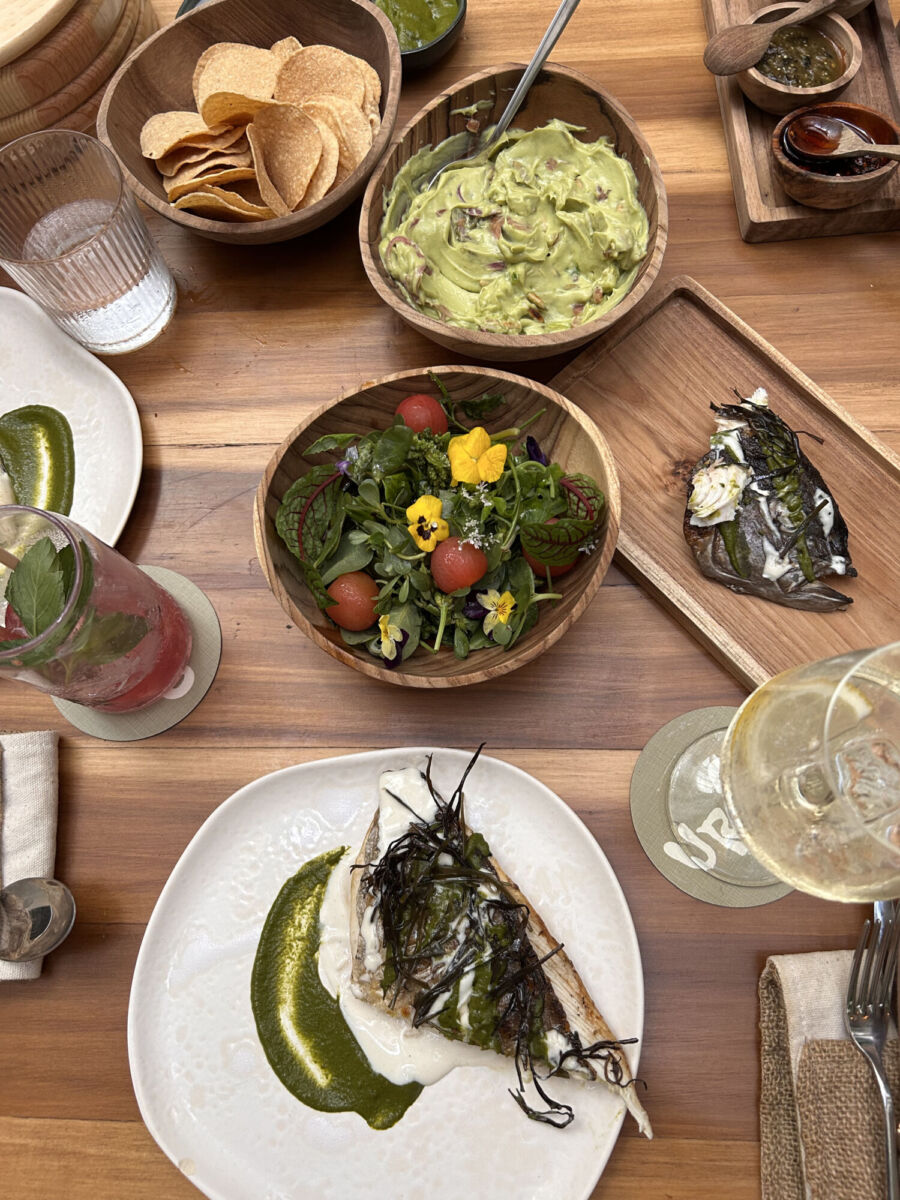 pescado con ensalada y guacamole