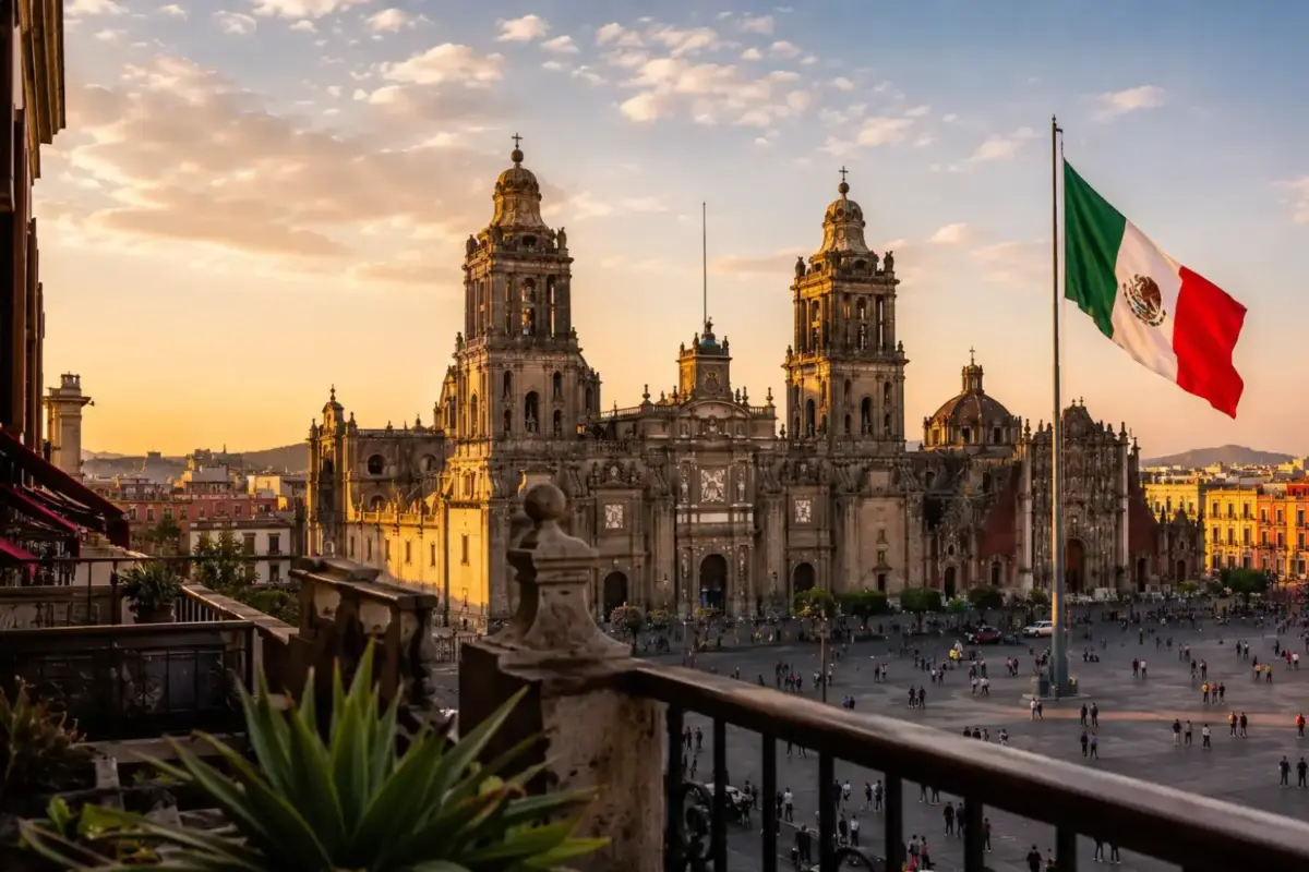 Vista a la Catedral desde el Balcón del Zócalo en la CDMX