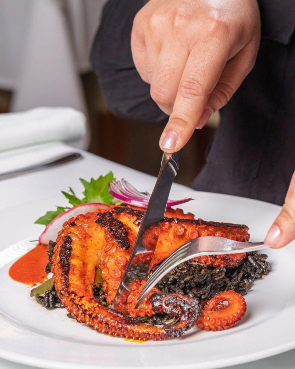 Plato de pulpo en el restaurante La Pigua Campeche