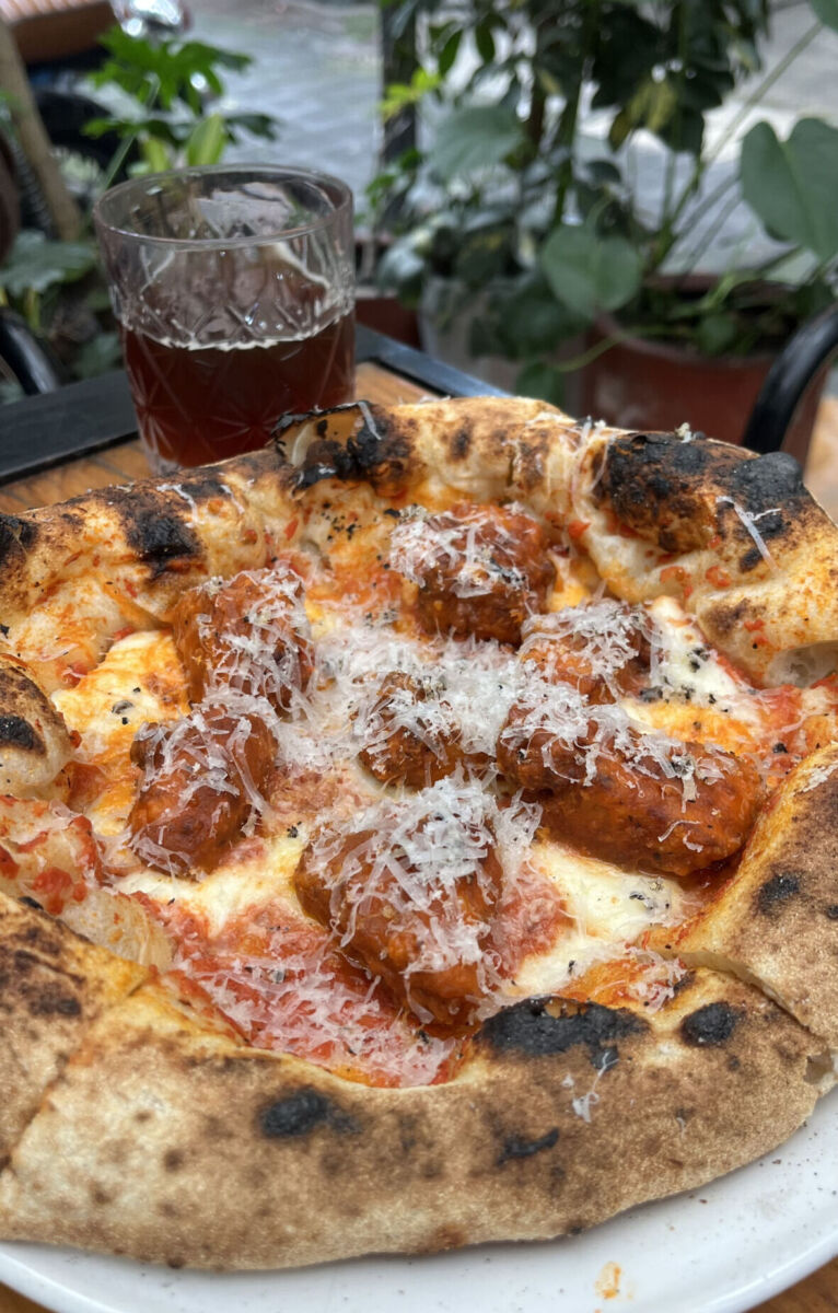 pizza de pollo frito