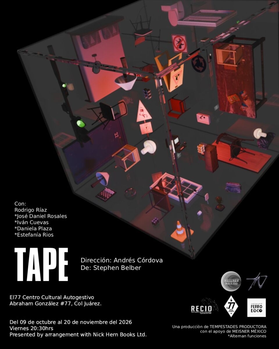 Flyer de la obra de teatro TAPE en CDMX