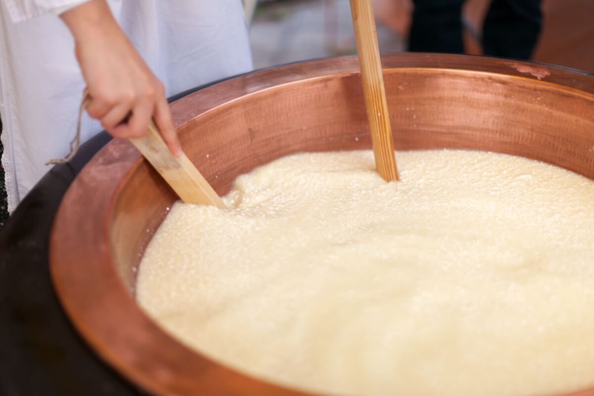 quesero preparando queso artesanalmente 