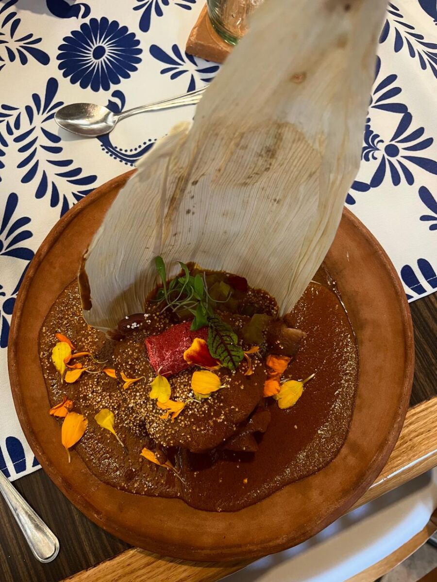 gallina con mole rojo en tierra iyari